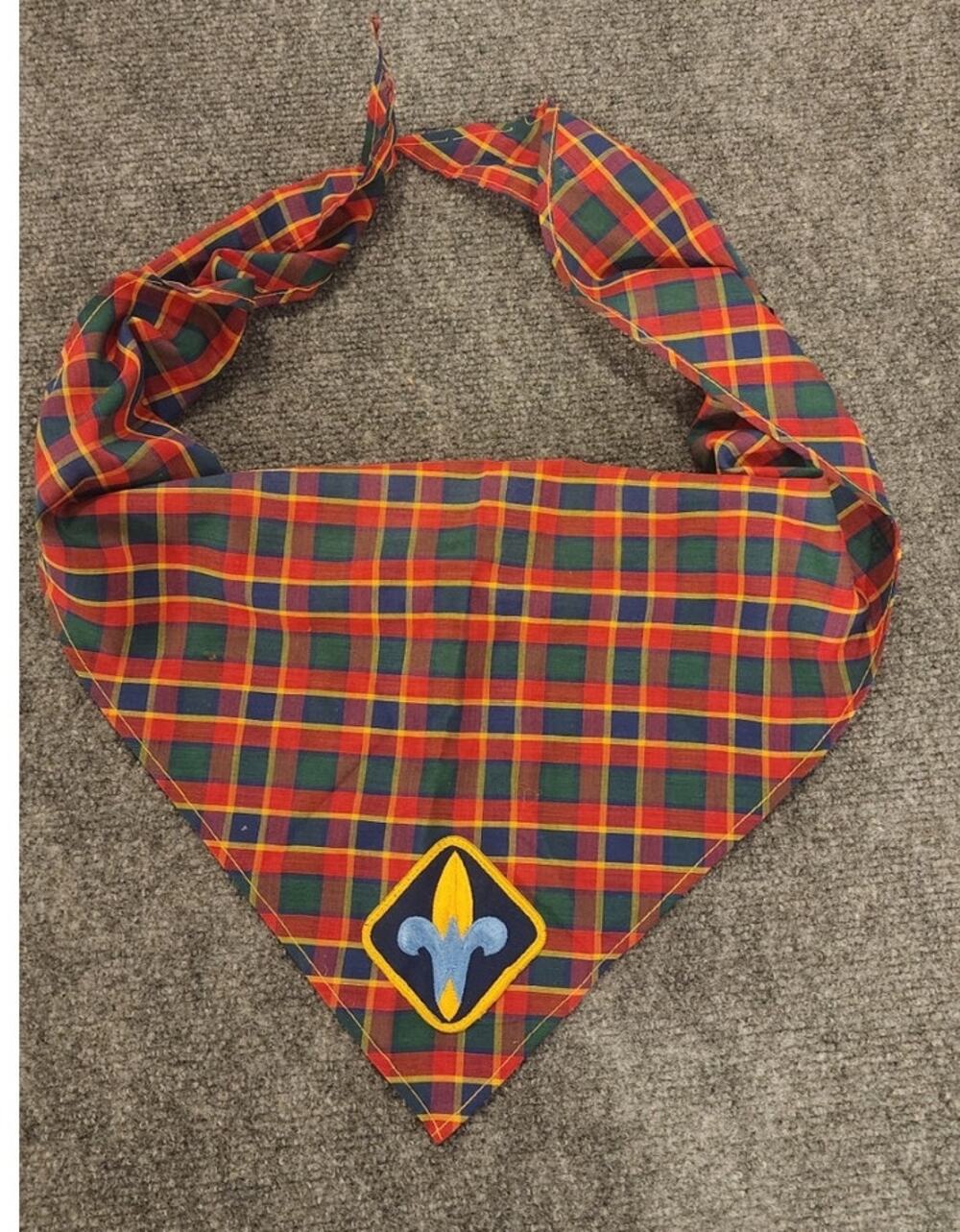 Vintage Boy Scouts of America BSA Webelos Plaid Neckerchief Uniform Scarf Patch